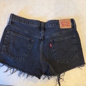 Levi's Black Frayed Denim Cutoff Shorts